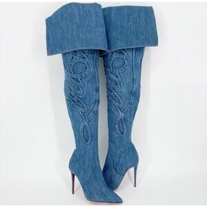 Christian Louboutin Denim Over the Knee Boots